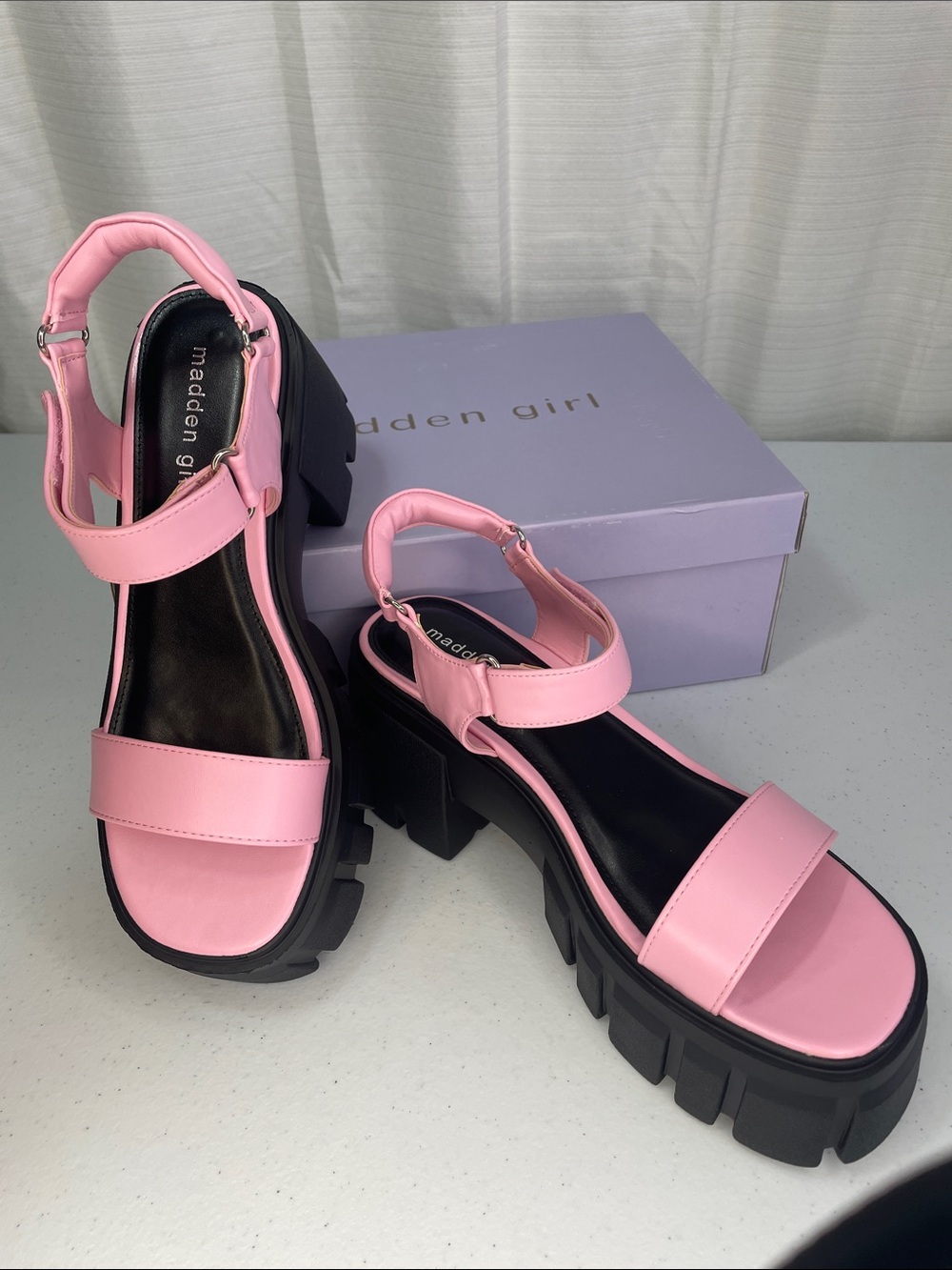 Madden Girl Pink Platform Lug Sandals - Picture 5 of 6